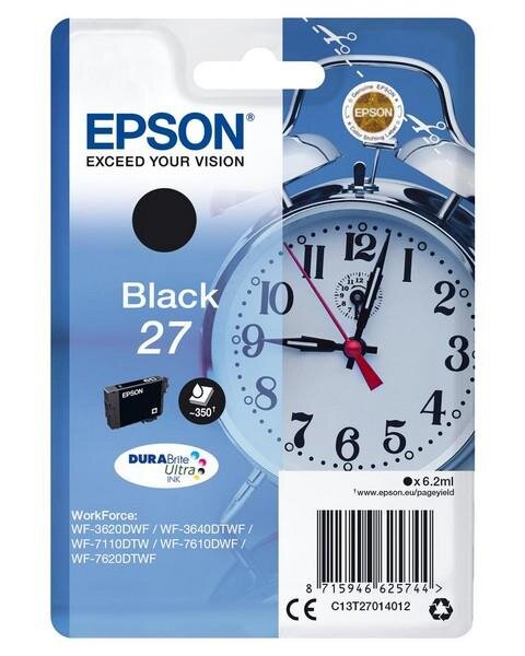 Y-C13T27014012 | Epson Alarm clock Singlepack Black 27 DURABrite Ultra Ink - Standardertrag - Tinte auf Pigmentbasis - 6,2 ml - 350 Seiten - 1 Stück(e) | C13T27014012 | Tintenpatronen |