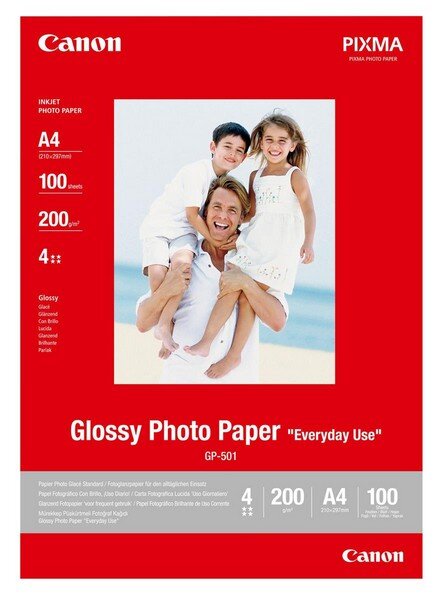 Y-0775B001 | Canon GP-501 glänzendes Fotopapier A4 – 100 Blatt - Glanz - 200 g/m² - A4 - 100 Blätter - 210 x 297 mm | Herst. Nr. 0775B001 | Papier, Folien, Etiketten | EAN: 4960999293929 |Gratisversand | Versandkostenfrei in Österrreich