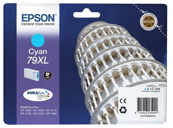 Y-C13T79024010 | Epson Tower of Pisa Tintenpatrone 79XL Cyan - Hohe (XL-) Ausbeute - 1 Stück(e) | Herst. Nr. C13T79024010 | Tintenpatronen | EAN: 8715946535999 |Gratisversand | Versandkostenfrei in Österrreich