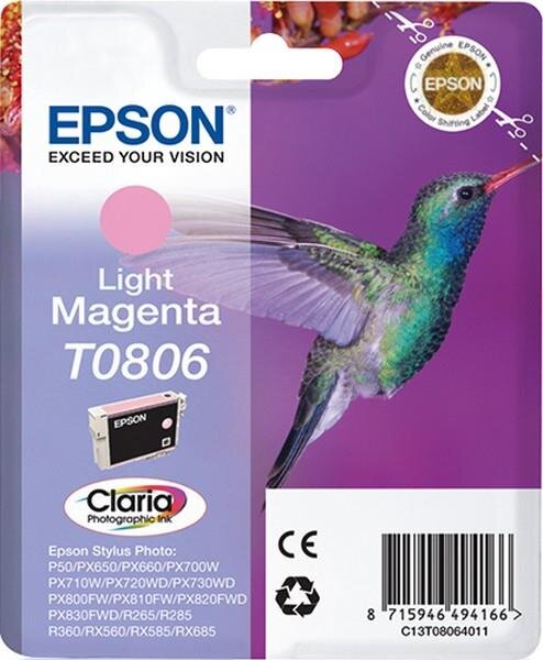 Y-C13T08064011 | Epson Hummingbird Singlepack Light Magenta T0806 Claria Photographic Ink - Tinte auf Pigmentbasis - 7,4 ml - 1 Stück(e) | Herst. Nr. C13T08064011 | Tintenpatronen | EAN: 8715946494166 |Gratisversand | Versandkostenfrei in Österrreich