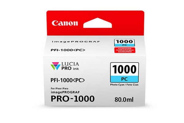 Y-0550C001 | Canon PFI-1000PC Tinte Foto-Cyan - Tinte auf Farbstoffbasis - 80 ml | Herst. Nr. 0550C001 | Tintenpatronen | EAN: 4549292046465 |Gratisversand | Versandkostenfrei in Österrreich