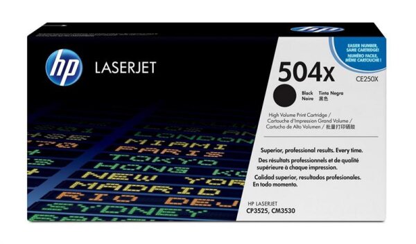 Y-CE250X | HP 504X Schwarz Original LaserJet Tonerkartusche mit hoher Reichweite - 10500 Seiten - Schwarz - 1 Stück(e) | Herst. Nr. CE250X | Toner | EAN: 883585595693 |Gratisversand | Versandkostenfrei in Österrreich