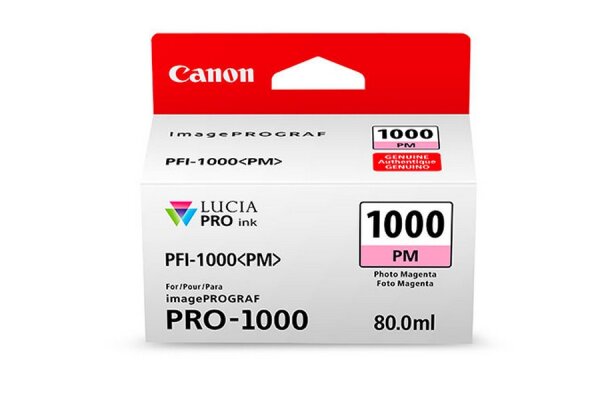 Y-0551C001 | Canon PFI-1000PM Tinte Foto-Magenta - Tinte auf Farbstoffbasis - 80 ml | Herst. Nr. 0551C001 | Tintenpatronen | EAN: 4549292046496 |Gratisversand | Versandkostenfrei in Österrreich