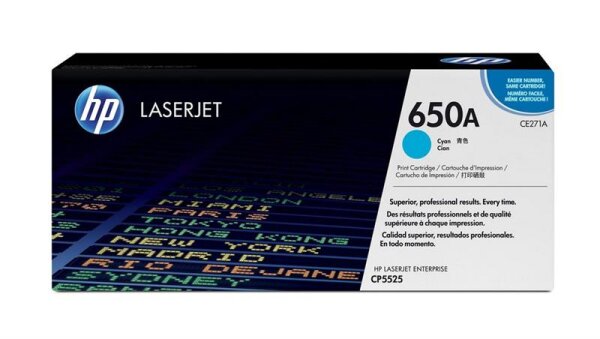 N-CE271A | HP LaserJet 650A - Tonereinheit Original - Cyan - 15.000 Seiten | Herst. Nr. CE271A | Toner | EAN: 884962161173 |Gratisversand | Versandkostenfrei in Österrreich