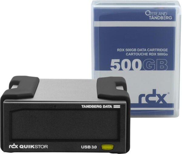 N-8863-RDX | Overland-Tandberg RDX Laufwerkskit mit 500GB Kassette - extern - schwarz - USB3+ - Speicherlaufwerk - RDX-Kartusche - USB 3.2 Gen 1 (3.1 Gen 1) - HDD - UL 60950 - CSA C22.2 No. 60950 - IEC 60950/ EN60950 FCC 47CFR - part 15 - class B - CISPR2