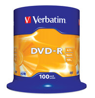 1x100 Verbatim DVD-R 4,7GB 16x Speed, matt silver