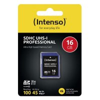 Intenso SDHC Card           16GB Class 10 UHS-I Professional