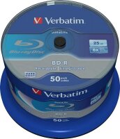 1x50 Verbatim BD-R Blu-Ray 25GB 6x Speed Datalife No-ID...