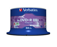 1x50 Verbatim DVD+R Double Layer 8x Speed, 8,5GB matt silver