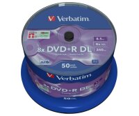 I-43758 | Verbatim DVD+R Double Layer 8x Matt Silver 50pk...