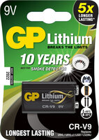 1 GP Lithium 9V Blockbatterie ideal für Rauchmelder...