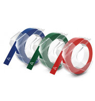 3x1 Dymo 3D Prägeband 9 mm x 3 m Plastik rot/blau/schwarz