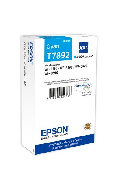 Epson DURABrite Ultra Ink XXL Tintenpatrone cyan        T 7892