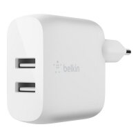Belkin Dual USB-A Ladegerät, 24W incl. USB-C Kabel 1m, weiß