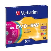 I-43297 | Verbatim DVD+RW Colours - DVD+RW - 120 mm - slimcase - 5 Stück(e) - 4,7 GB | 43297 | Verbrauchsmaterial