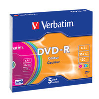 I-43557 | Verbatim DVD-R Colour - DVD-R - Slimcase - 5 Stück(e) - 4,7 GB | 43557 | Verbrauchsmaterial