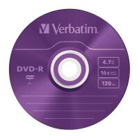 1x5 Verbatim DVD-R 4,7GB Colour 16x Speed, Slim Case
