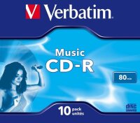 1x10 Verbatim CD-R 80 / 700MB Audio Color  Live it  Jewel...