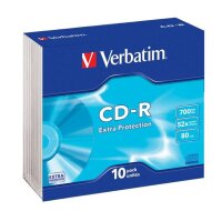 1x10 Verbatim CD-R 80 700MB 52x Data Life Slim Case