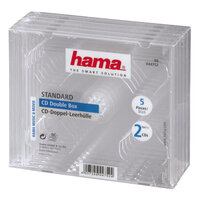 Hama CD-Doppel-Leerhülle Standard, 5er-Pack, Transparent