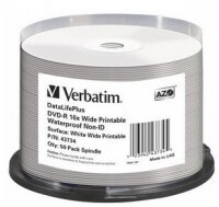 I-43734 | Verbatim DataLifePlus - DVD-R - Druckbar - Spindel - 50 Stück(e) - 4,7 GB | 43734 | Verbrauchsmaterial