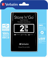 Verbatim Portables Festplattenlaufwerk Store n Go USB 3.0 - 2 TB - Schwarz - 2048 GB - 3.2 Gen 1 (3.1 Gen 1) - 5400 RPM - Schwarz
