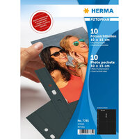 HERMA Fotophan Fotosichthüllen 10x15 cm hoch schwarz 10 Hüllen - 100 x 150 mm - Transparent - Polypropylen (PP) - Porträt - 230 mm - 310 mm