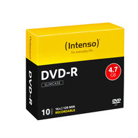 Intenso 10 x DVD-R ( G ) - 4.7 GB ( 120 Min. ) 16x - mit Tintenstrahldrucker bedruckbare Oberfläche - Slim Jewel Case - Speichermedium