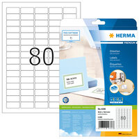 HERMA Etiketten Premium A4 35.6x16.9 mm weiß Papier matt 2000 St. - Weiß - Selbstklebendes Druckeretikett - A4 - Papier - Laser/Inkjet - Dauerhaft