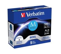1x5 Verbatim M-Disc BD-R Blu-Ray 100GB 4x Speed inkjet...
