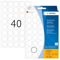 HERMA Verschlussetiketten Ø 19 mm rund transparent extrem stark haftend Folie matt 640 St. - 640 Stück(e) - 16 Blätter