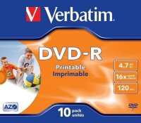 1x10 Verbatim DVD-R 4,7GB 16x Speed, Jewel Case, printable