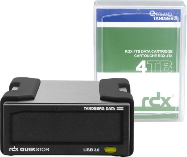 X-8866-RDX | Overland-Tandberg RDX Laufwerkskit mit 4TB Kassette - extern - schwarz - USB3+ - Speicherlaufwerk - RDX-Kartusche - USB 3.2 Gen 1 (3.1 Gen 1) - HDD - UL 60950 - CSA C22.2 No. 60950 - IEC 60950/ EN60950 FCC 47CFR - part 15 - class B - CISPR22