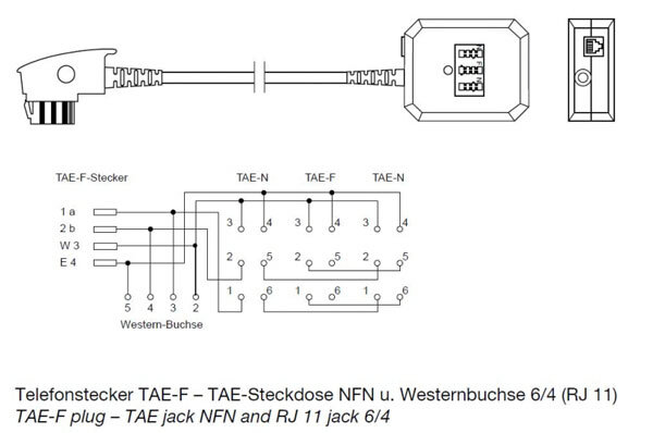 L-TC 71010 | ShiverPeaks TK Adapter - TAE-Adapter F-Stecker/NFN Buchse mit 20 cm Kabel - Adapter - Telefon | TC 71010 | Zubehör