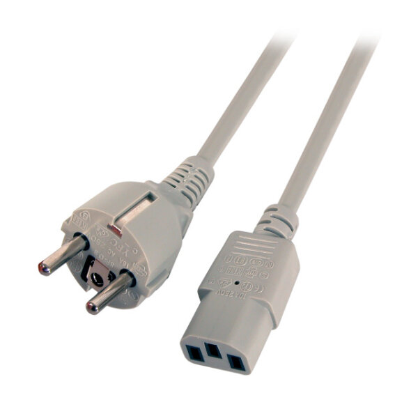 L-EK508.2 | EFB Elektronik Netzleitung Schutzkontakt 180° - C13 180°, grau, 2.0 m, 3 x 0.75 mm² | EK508.2 | Zubehör