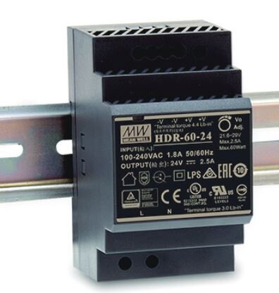 L-HDR-60-24 | Meanwell MEAN WELL HDR-60-24 - 60 W - 85 - 264 V - Überspannung - Überlastschutz - Kurzschluß - UL60950-1 - UL508 - TUV EN61558-2-16 - IEC60950-1 approved; Design refer to EN50178 - TUV EN60950-1,... - Edelstahl - -30 - 70 °C | HDR-60-24 | P