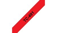 Y-TC491 | Brother Schriftband 9mm - Schwarz auf rot - TC - Brother - P-touch PT8E - PT500 - PT2000 - PT3000 - PT5000 - 9 mm - 7,7 m | TC491 | Papier, Folien, Etiketten |