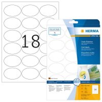 P-4358 | HERMA Ablösbare Etiketten A4 63.5x42.3 mm weiß oval Movables/ablösbar Papier matt 450 St. - Weiß - Selbstklebendes Druckeretikett - A4 - Papier - Laser/Inkjet - Entfernbar | 4358 | Papier, Folien, Etiketten |