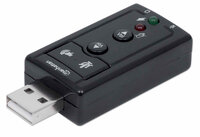 P-152341 | Manhattan Hi-Speed USB 2.0 - 3D 7.1 Sound Adapter - Kompakter USB 2.0-Adapter als externer Soundkartenersatz - 3,5 mm-Klinkenbuchsen für Audio und Mikrofon - 7.1-Channel Virtual 3D Surround Sound - interner Verstärker und Lautstärkeregelung - 7