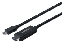 Manhattan 1080p Mini-DisplayPort auf HDMI-Kabel, Mini-DisplayPort-Stecker auf HDMI-Stecker, 1,8 m, schwarz. Kabellänge: 1,8 m, Anschluss 1: Mini DisplayPort, Anschluss 2: HDMI Typ A (Standard). Menge pro Packung: 1 Stück(e). Gewicht: 80 g