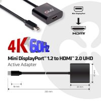 P-CAC-2170 | Club 3D Mini DisplayPort 1.2 auf HDMI 2.0 4K60Hz UHD Aktiver Adapter | Herst. Nr. CAC-2170 | Kabel / Adapter | EAN: 8719214470982 |Gratisversand | Versandkostenfrei in Österrreich