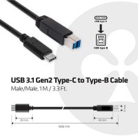 P-CAC-1524 | Club 3D USB 3.1 Gen2 Type-C auf Type-B Kabel...