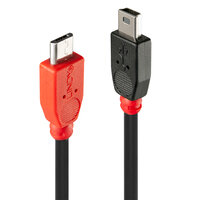 Lindy 31717. Kabellänge: 0,5 m, Anschluss 1: Mini-USB B, Anschluss 2: Micro-USB B, USB-Version: USB 2.0, Maximale Datenübertragungsrate: 480 Mbit/s, Produktfarbe: Schwarz, Rot