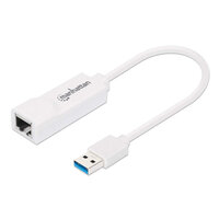 P-506847 | Manhattan USB-A auf Gigabit-Ethernet-Netzwerkadapter - USB 3.2 Gen 1 auf 10/100/1000 Mbit/s Gigabit Ethernet - weiß - Kabelgebunden - USB - Ethernet - 1000 Mbit/s - Weiß | 506847 | Zubehör