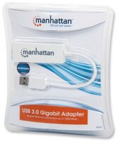 GRATISVERSAND | P-506847 | Manhattan USB-A auf Gigabit-Ethernet-Netzwerkadapter - USB 3.2 Gen 1 auf 10/100/1000 Mbit/s Gigabit Ethernet - weiß - Kabelgebunden - USB - Ethernet - 1000 Mbit/s - Weiß | HAN: 506847 | Kabel / Adapter | EAN: 766623506847