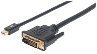 P-152150 | Manhattan Mini-DisplayPort 1.2a auf DVI-Kabel - Mini-DisplayPort 1.2a-Stecker auf DVI-D 24+1-Stecker - 1,8 m - schwarz - 1,8 m - Mini DisplayPort - DVI-D - Männlich - Männlich - Gerade | 152150 | Zubehör