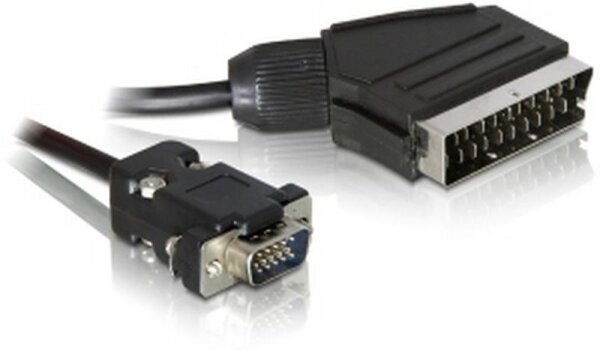 P-65028 | Delock 65028 - 2 m - SCART (21-pin) - VGA (D-Sub) - Nickel - Schwarz - Männlich/Männlich | 65028 | Zubehör