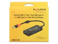 P-62899 | Delock HUB USB 3.0 3 Port extern + 2 x SD Slo -...