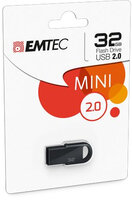 EMTEC D250 Mini - 32 GB - USB Typ-A - 2.0 - 15 MB/s - Ohne Deckel - Schwarz
