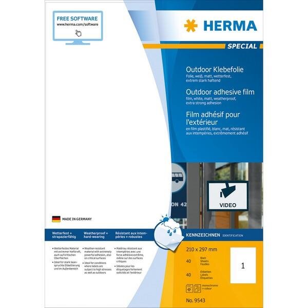 HERMA 9543 - Weiß - Rechteck - A4 - Universal - Polyethylen - Matte